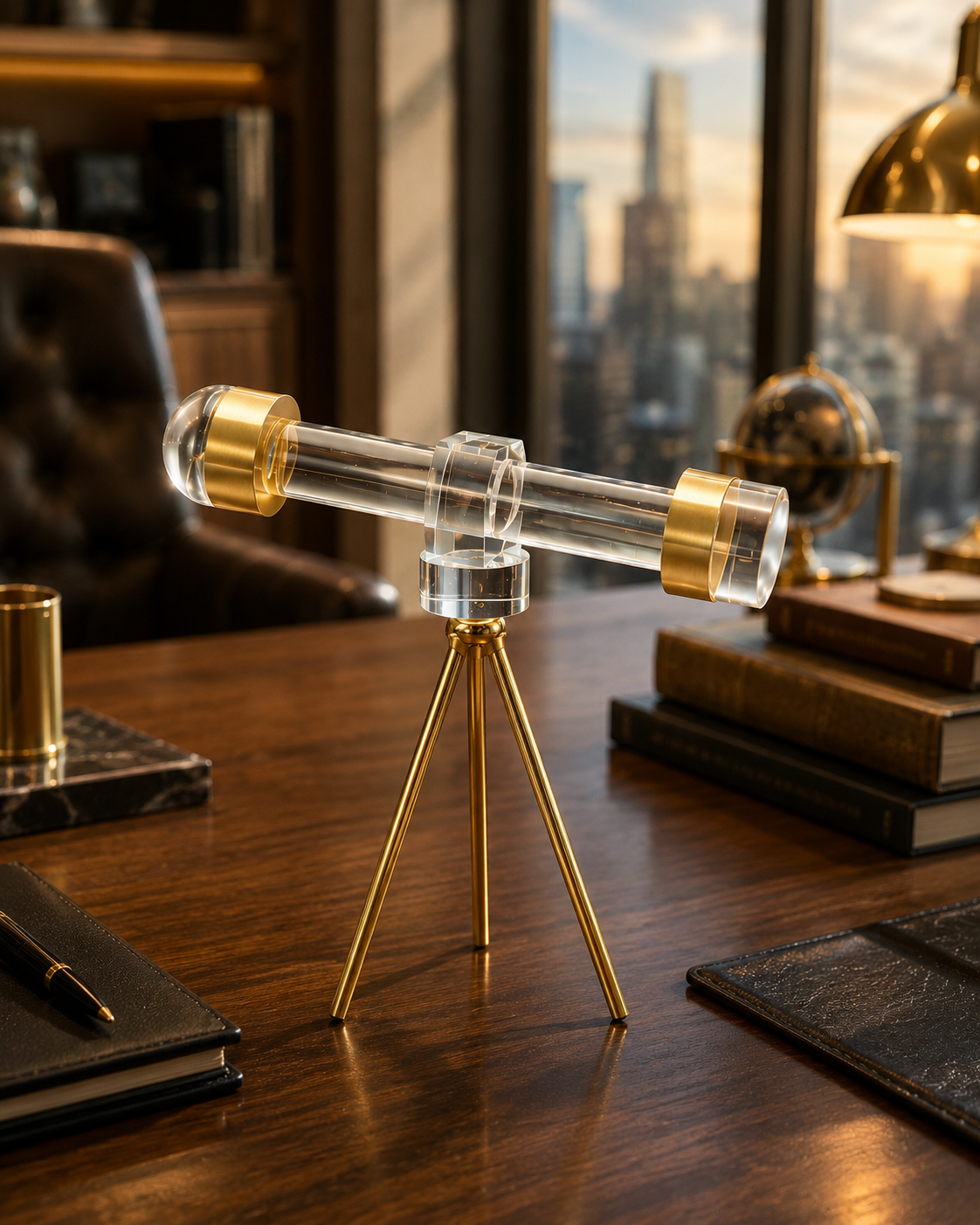 Luxury Mini Crystal Telescope Showpiece | Vintage Nautical Home Decor | Decorative Tabletop Accent