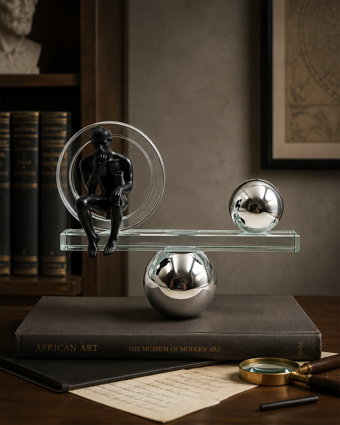 Man on Crystal Circle | Figurine | Abstract Decor | Classic