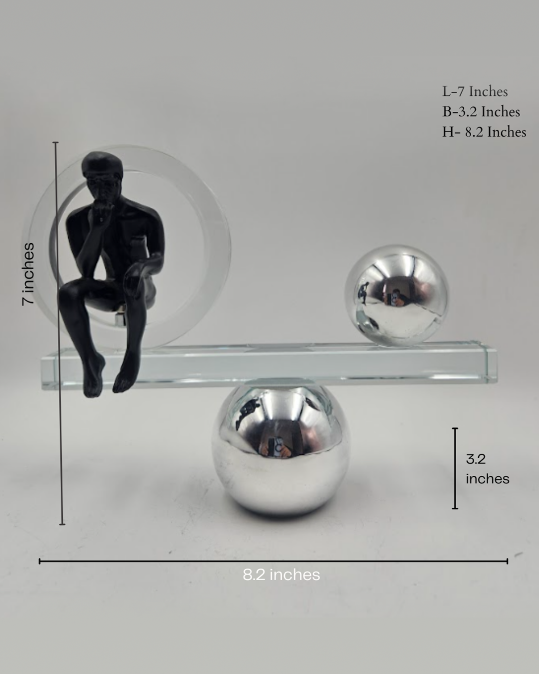 Man on Crystal Circle | Figurine | Abstract Decor | Classic