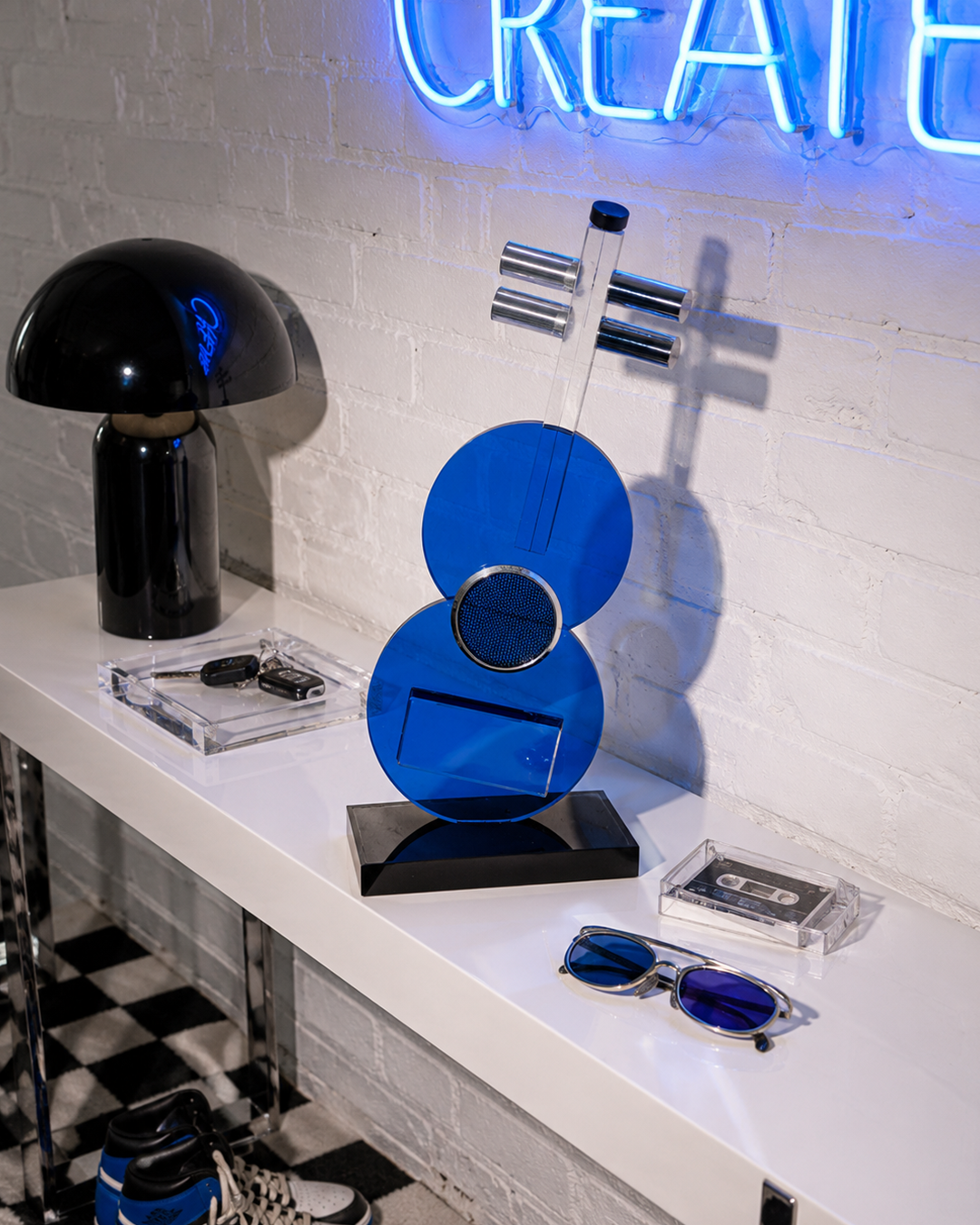 Crystal Guitar | Miniature | Decor Accent | Blue