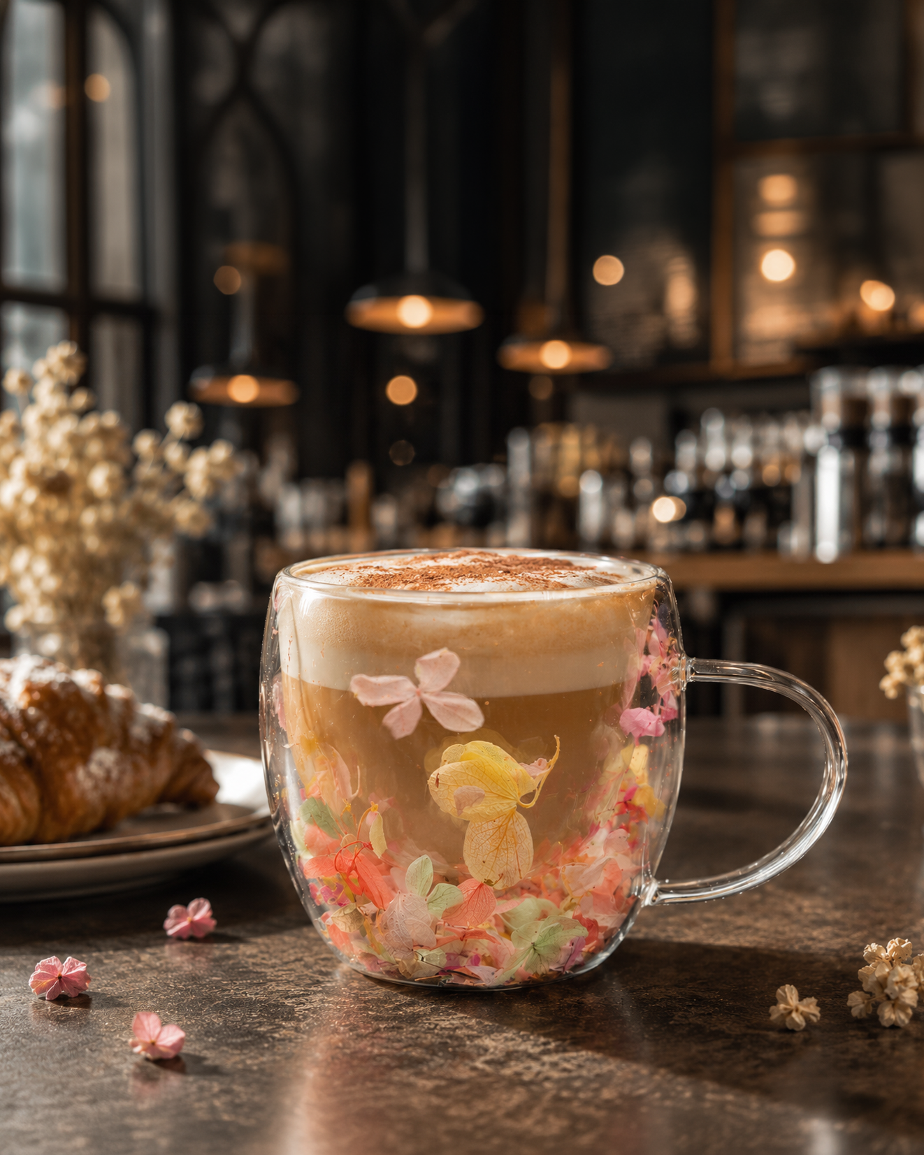 Double Wall Mug Flower | Glassware | Beverage Use | Premium
