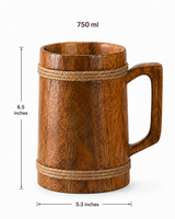 Handcrafted Wooden Beer Mug | 750ml | Rustic Drinkware for Home Bar