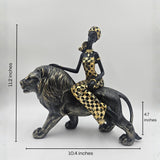 African Lady with Lion | Figurine | Ethnic Decor | Classic