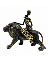 African Lady with Lion | Figurine | Ethnic Decor | Classic