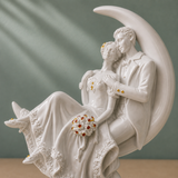 Romantic Couple on Moon Showpiece | Romantic Decor | White