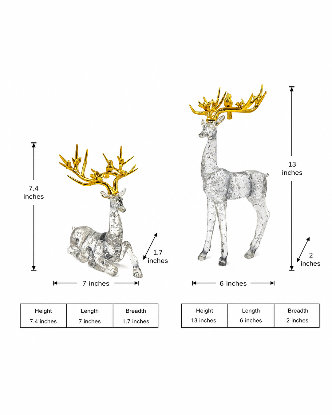 Crystal Deer Pair | Figurine | Home Decor | Set