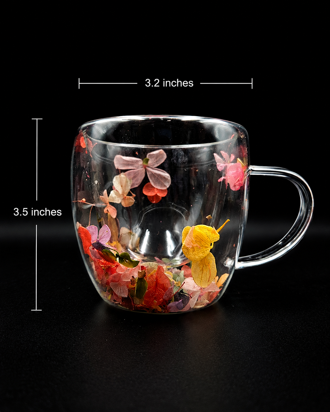 Double Wall Mug Flower | Glassware | Beverage Use | Premium