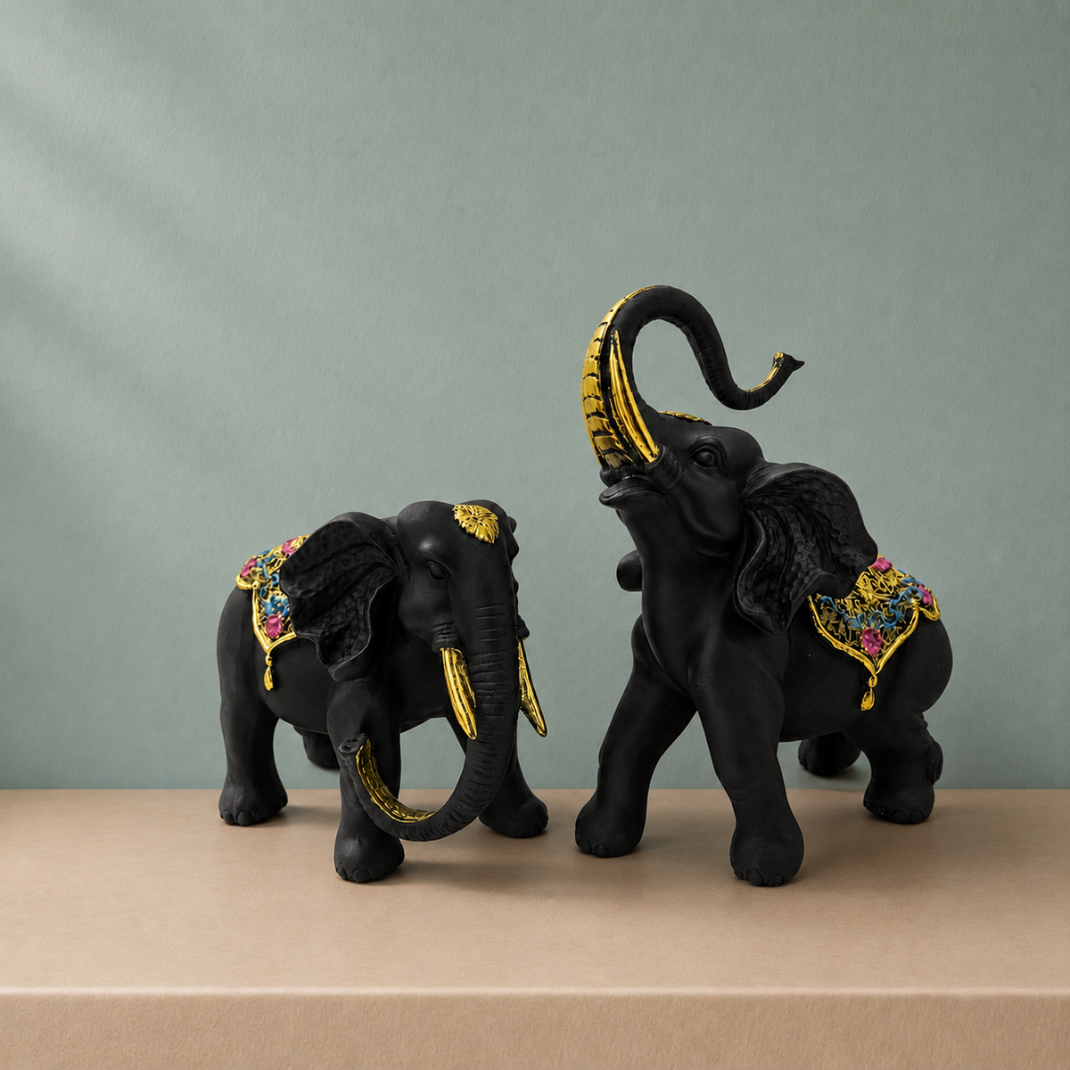 Premium Elephant Pair Statue for Home Decor | Vastu Decorative Showpiece | Symbol of Strength, Wisdom & Prosperity