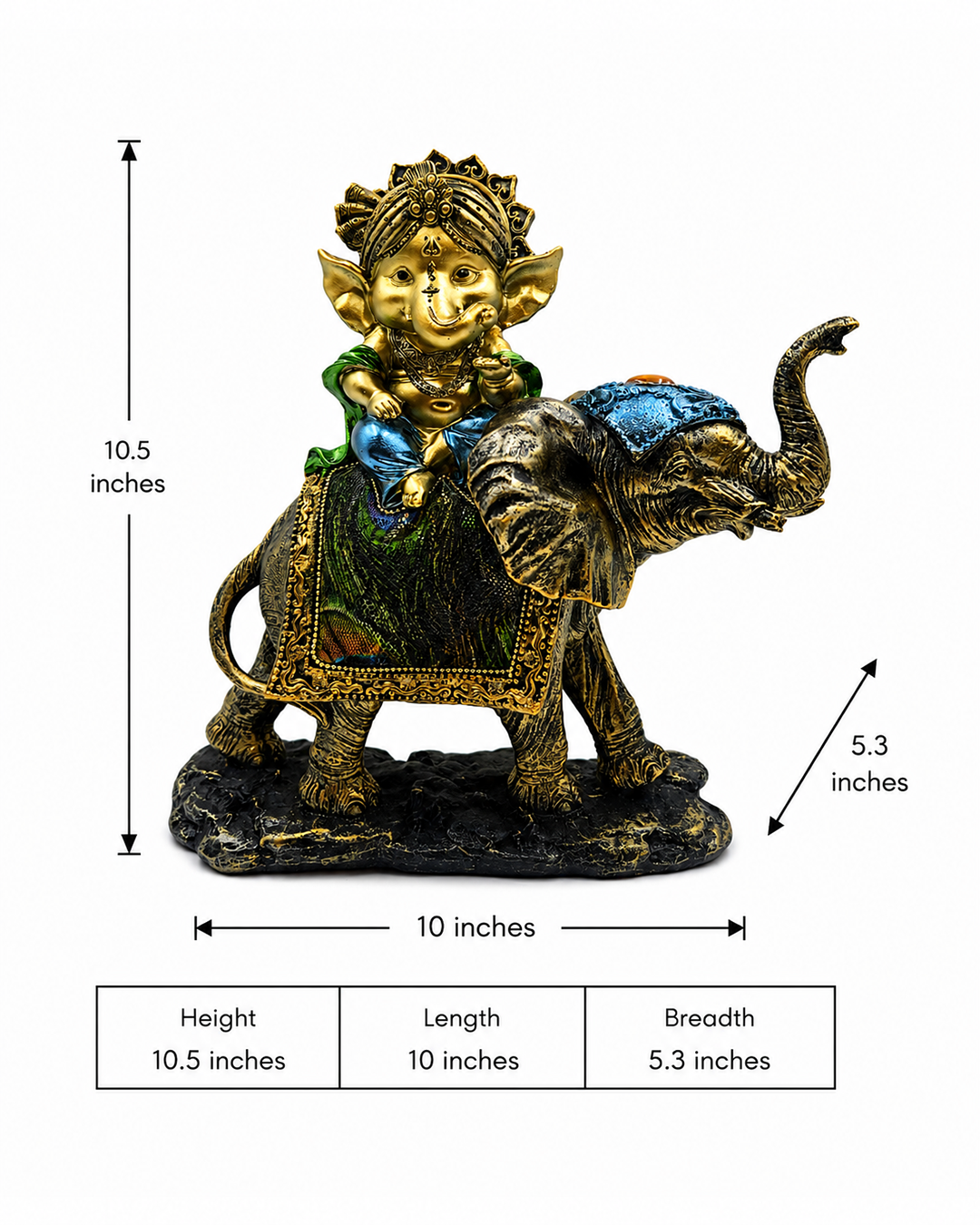 Ganesha on Elephant Face | Idol | Spiritual Decor | Right