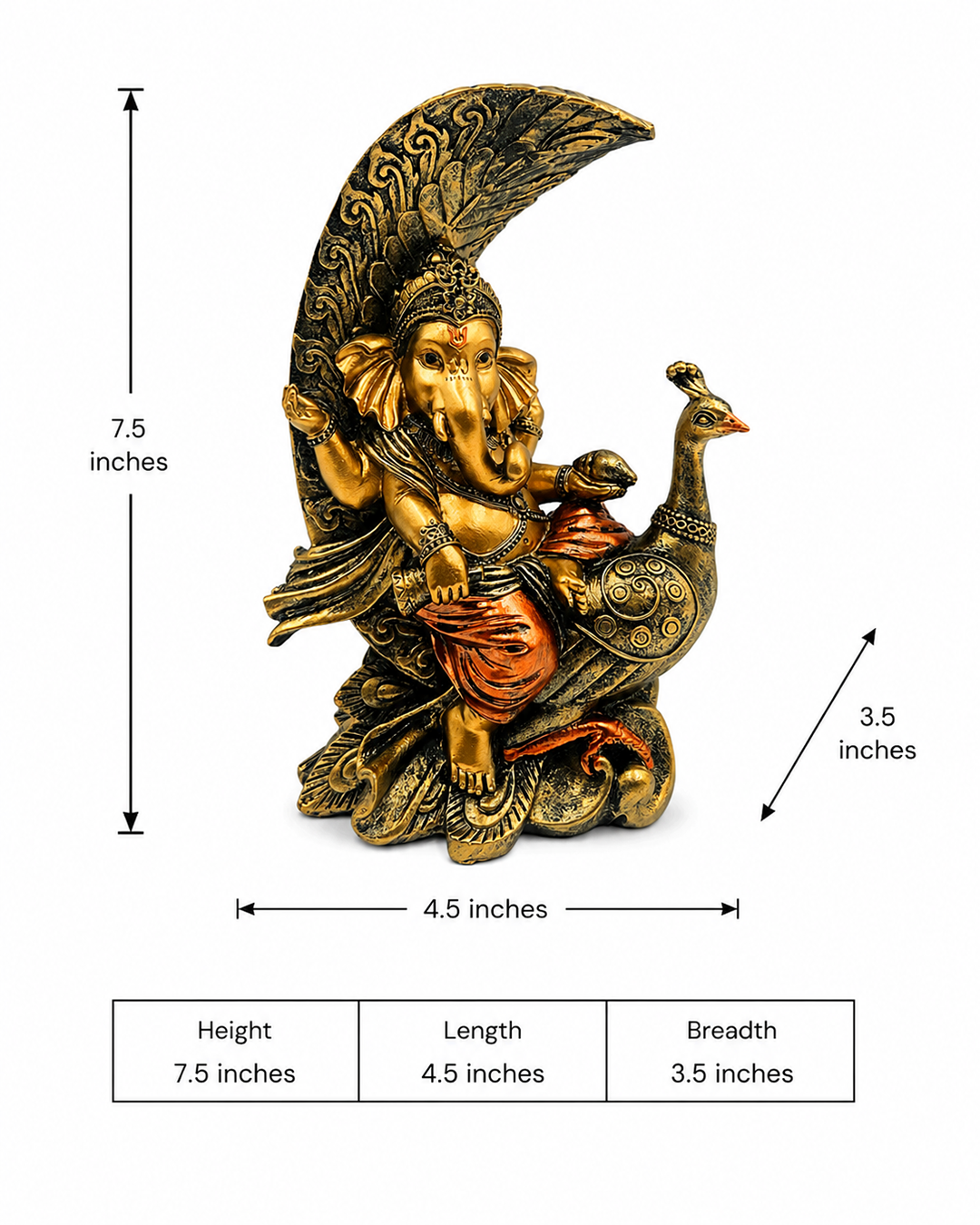 Ganesha on Peacock | Idol | Spiritual Decor | Classic