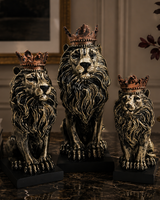 Lion Family | Figurine Set | Luxury Decor | Gold Silver