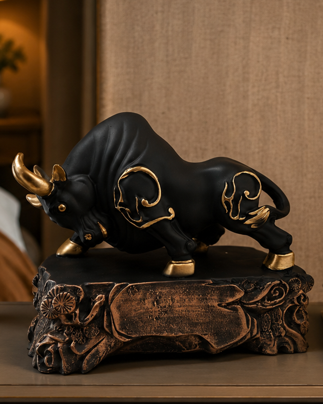 Bull | Figurine | Home Decor | Gold Black