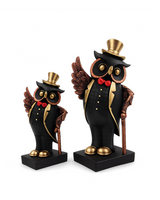 Owl Pair | Figurine Set | Home Decor | Black