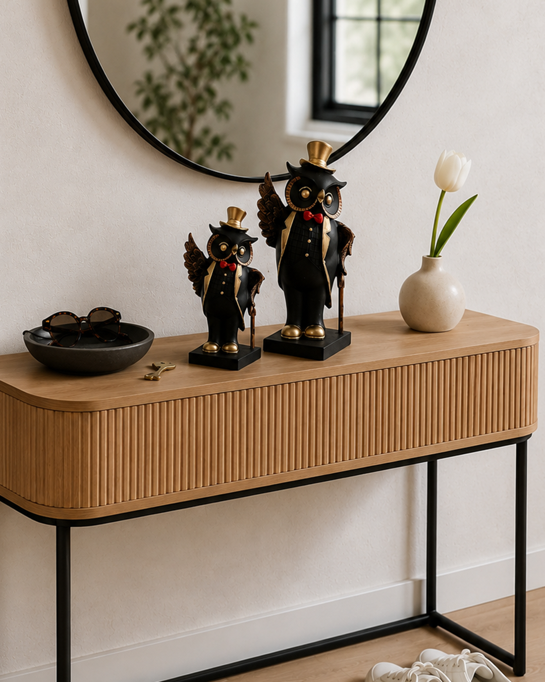 Owl Pair | Figurine Set | Home Decor | Black