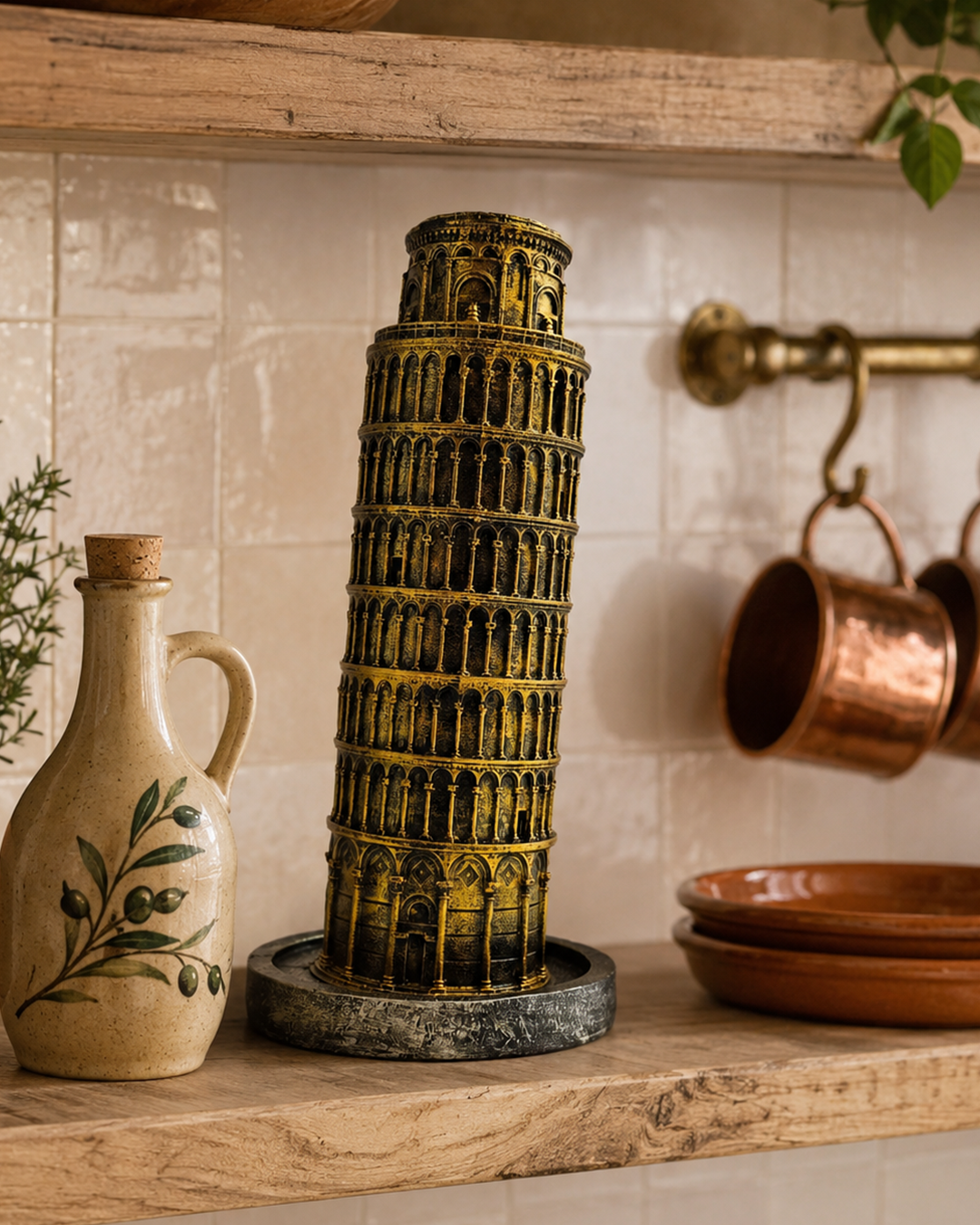 Leaning Tower | Showpiece | Travel Decor | Golden