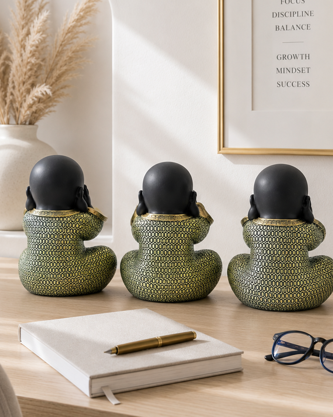 Laughing Buddha Set | Figurine Set | Feng Shui Decor | 3 Pc
