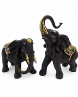 Elephant Pair Large | Figurine | Home Decor | White Brown