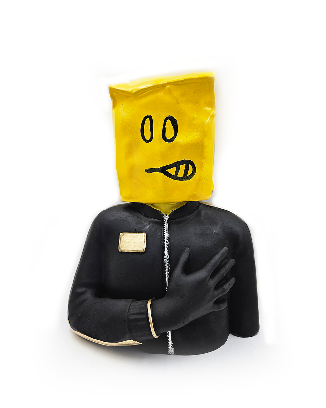 Half Face Man | Sculpture | Abstract Decor | Yellow
