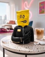 Half Face Man | Sculpture | Abstract Decor | Yellow