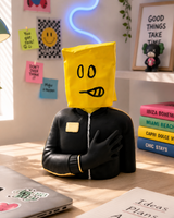 Half Face Man | Sculpture | Abstract Decor | Yellow