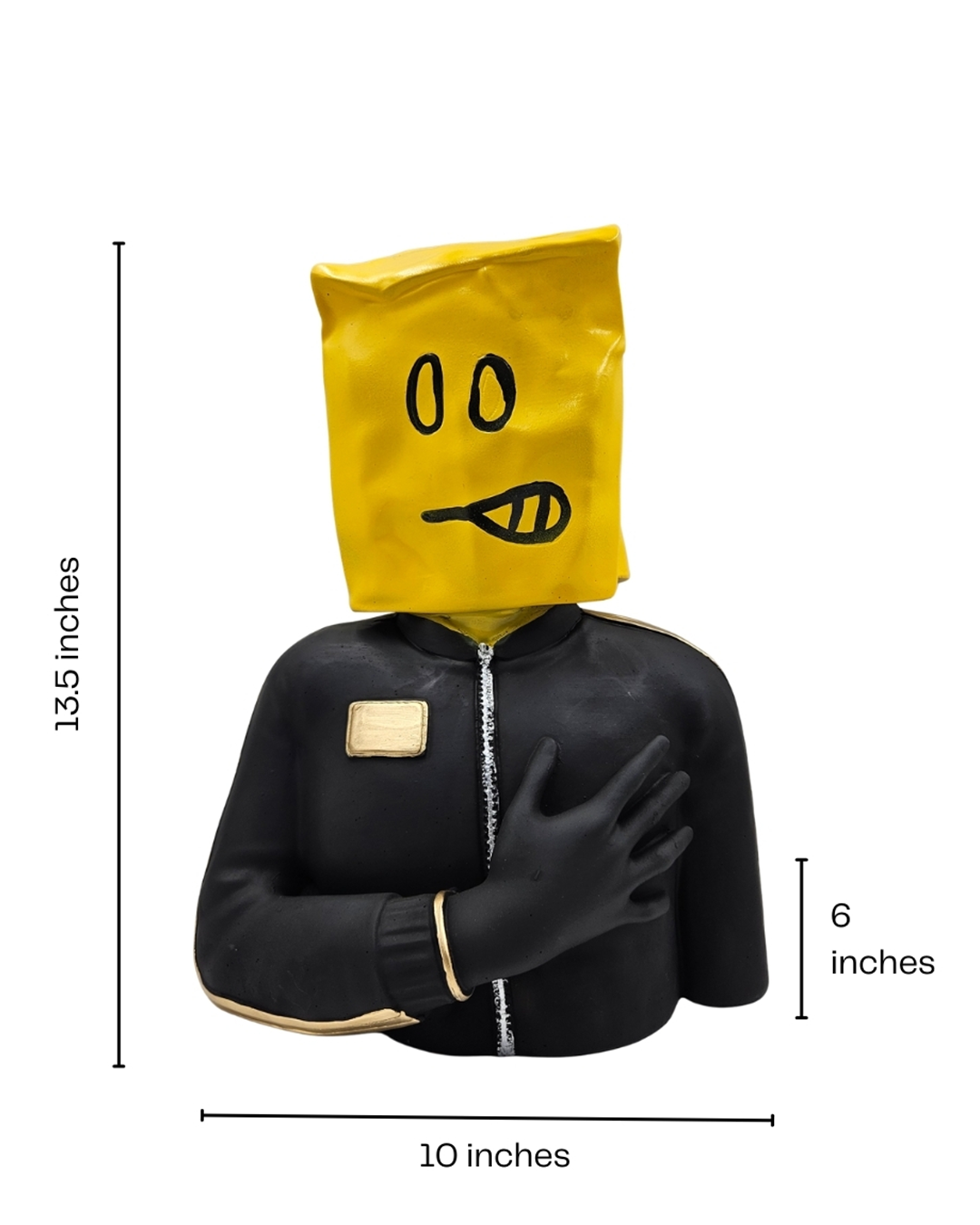 Half Face Man | Sculpture | Abstract Decor | Yellow