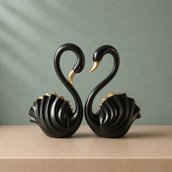 Eternal Swan Duo Home Decor | Figurine | Black