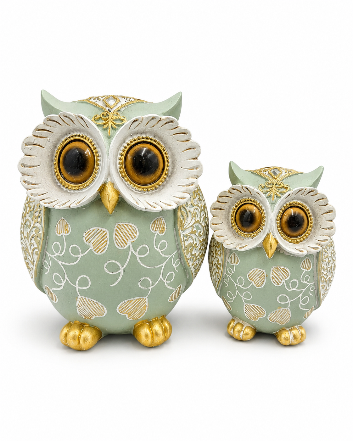 Elegant Green Owl Couple Showpiece | Decorative Home Decor | Symbol of Wisdom & Positive Energy