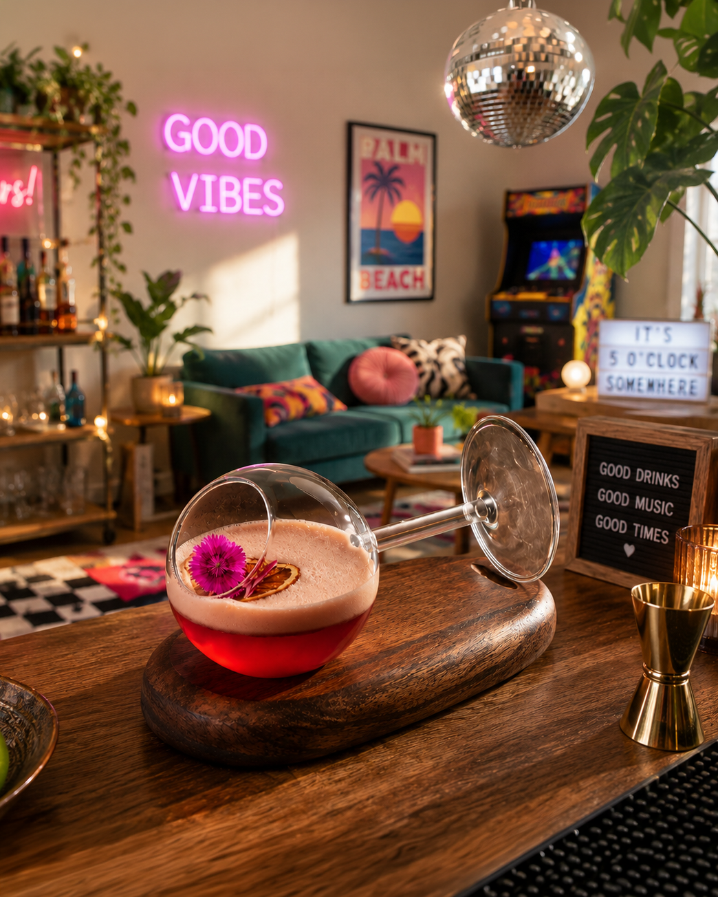 Wooden Base Glass | Accessory | Bar Use | Classic