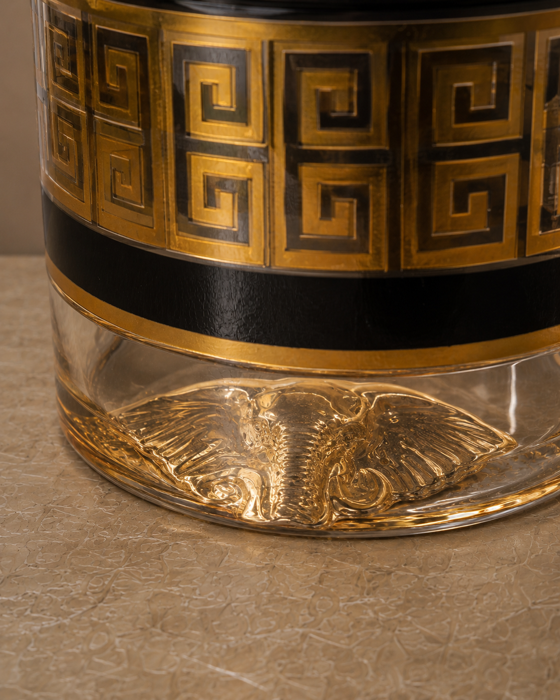 Designer Whiskey Glass Set of 6 | Elephant Base DOF Tumblers | 320 ml | Gold