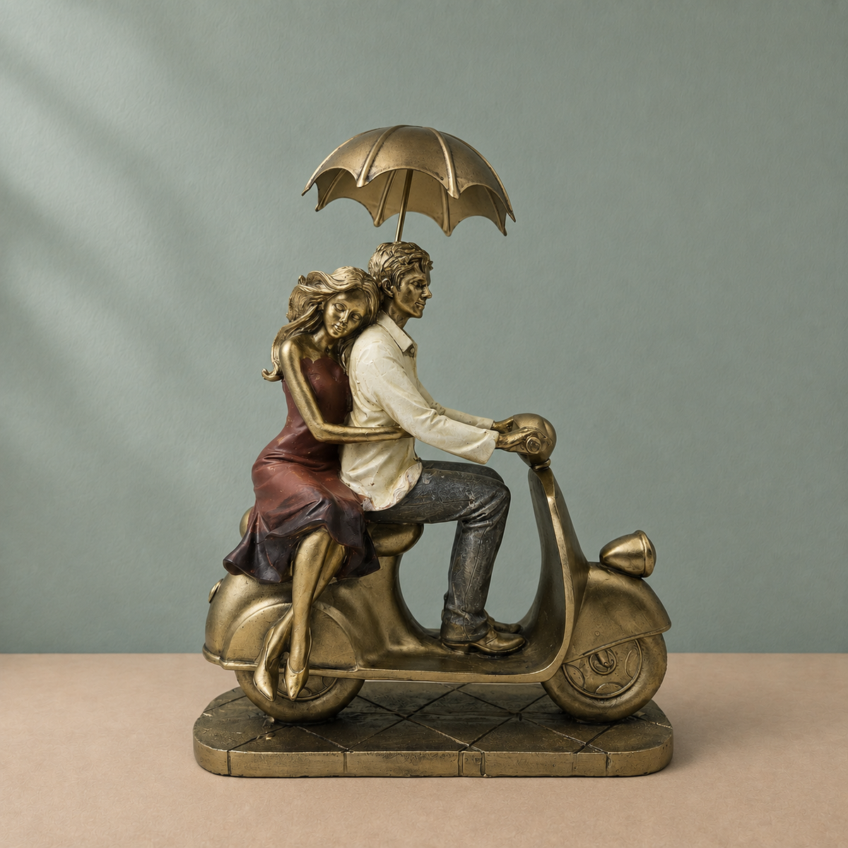 Romantic Couple Riding Scooter Figurine | Decorative Showpiece for Living Room & Bedroom