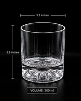 Premium Whiskey Glass Set – Elegant Sunburst Base | 300ml | Set of 6