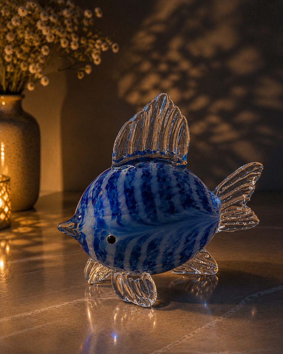 Decorative Crystal Fish – Modern Table Accent| Home Decor | Blue