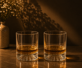 Premium Whiskey Glass Set – Elegant Sunburst Base | 300ml | Set of 6