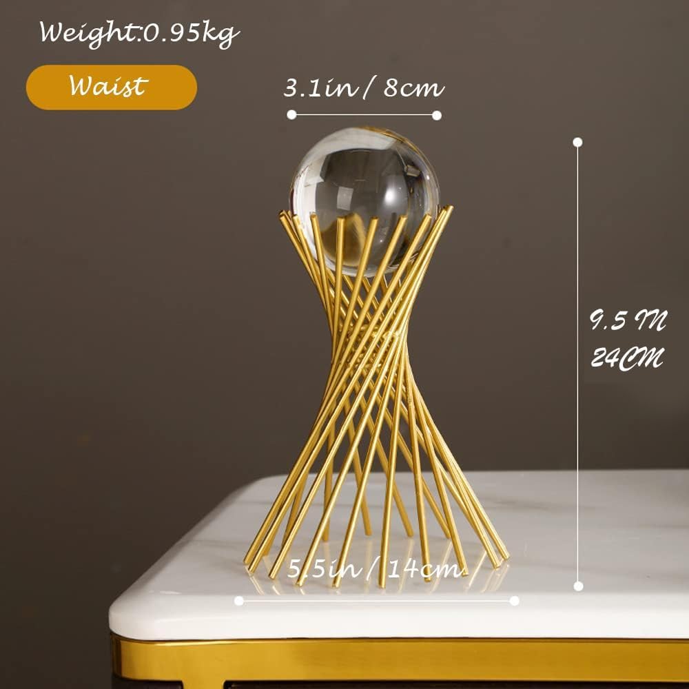 Luxury Crystal Ball Showpiece with Gold Stand | Premium Home Decor | Decorative Tabletop Accent