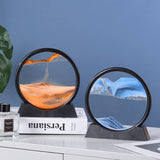 Moving Sand Art Picture in Motion – Round Glass 3D Deep Sea Landscape, Dynamic Flowing Sand Art, Relaxing Desktop & Table Decor