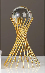 Luxury Crystal Ball Showpiece with Gold Stand | Premium Home Decor | Decorative Tabletop Accent