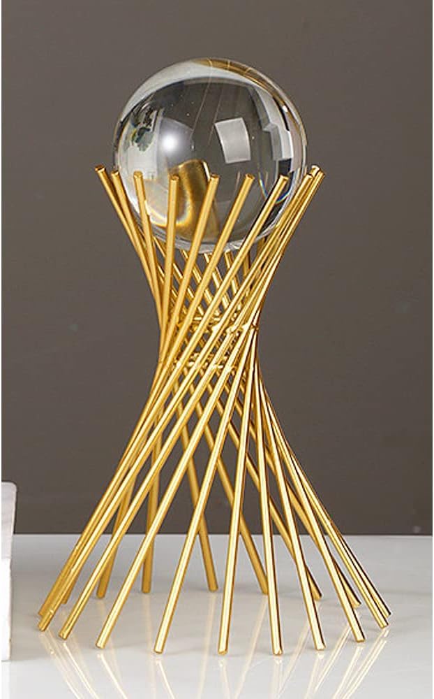 Luxury Crystal Ball Showpiece with Gold Stand | Premium Home Decor | Decorative Tabletop Accent