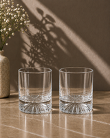 Premium Whiskey Glass Set – Elegant Sunburst Base | 300ml | Set of 6