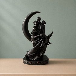 Romantic Couple on Moon Showpiece | Romantic Decor | Black