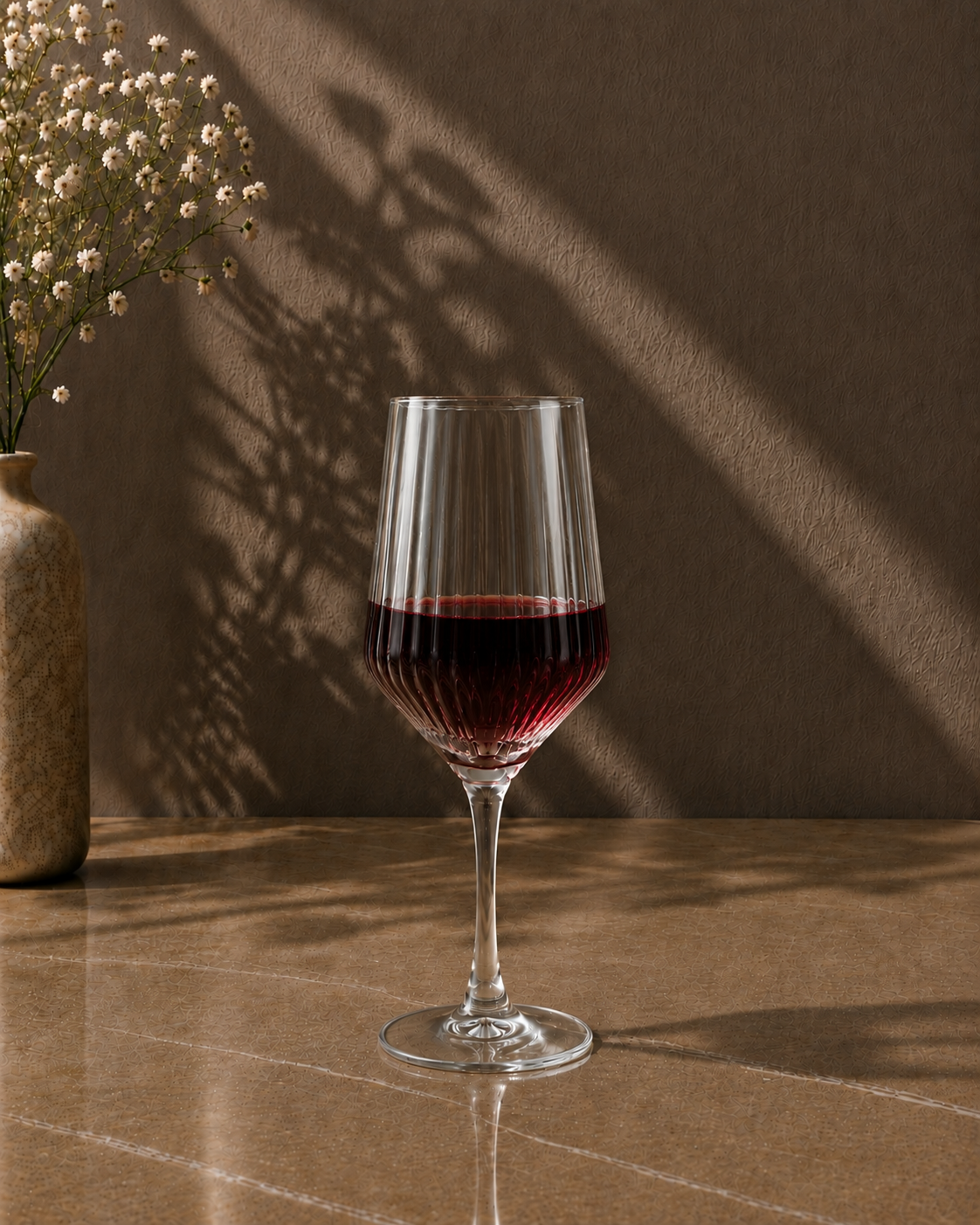 Ribbed Wine Glass Set – Elegant Red & White Wine Glasses | Luxury Tableware | Set of 6