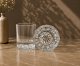 Premium Whiskey Glass Set – Elegant Sunburst Base | 300ml | Set of 6