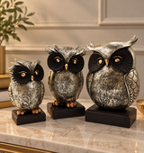 Lucky Owl Family Figurine Set | Decorative Owl Showpiece for Home Decor