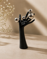Black Hand Sculpture with Silver Orbs | Modern Abstract Home Decor