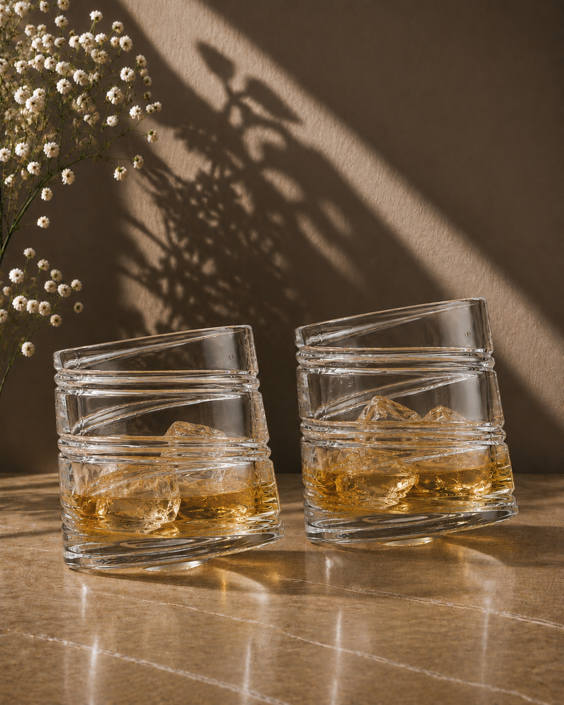 Spinning Whiskey Glass Set - 360°|Designer Bar Glasses| Set of 6